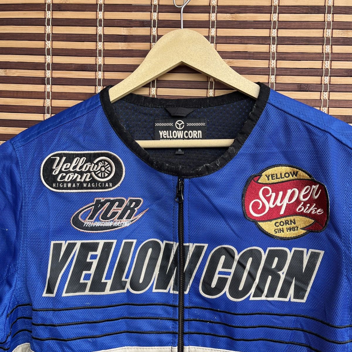 Vintage Yellow Corn Mesh Racing Jacket Short Sleeves - 4