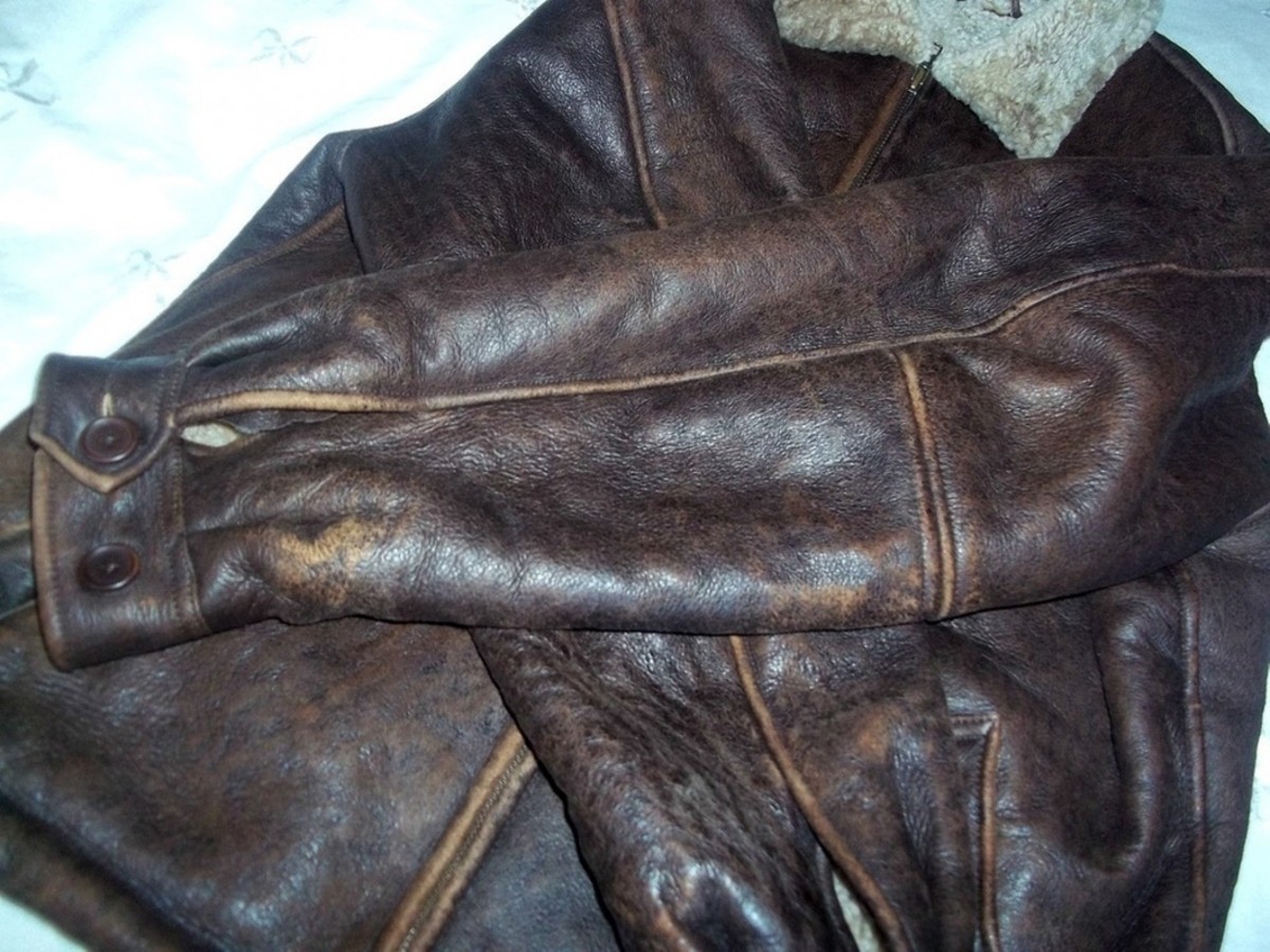 Vintage - 100% Sheepskin Shearling Leather Jacket Fur Collar - 4