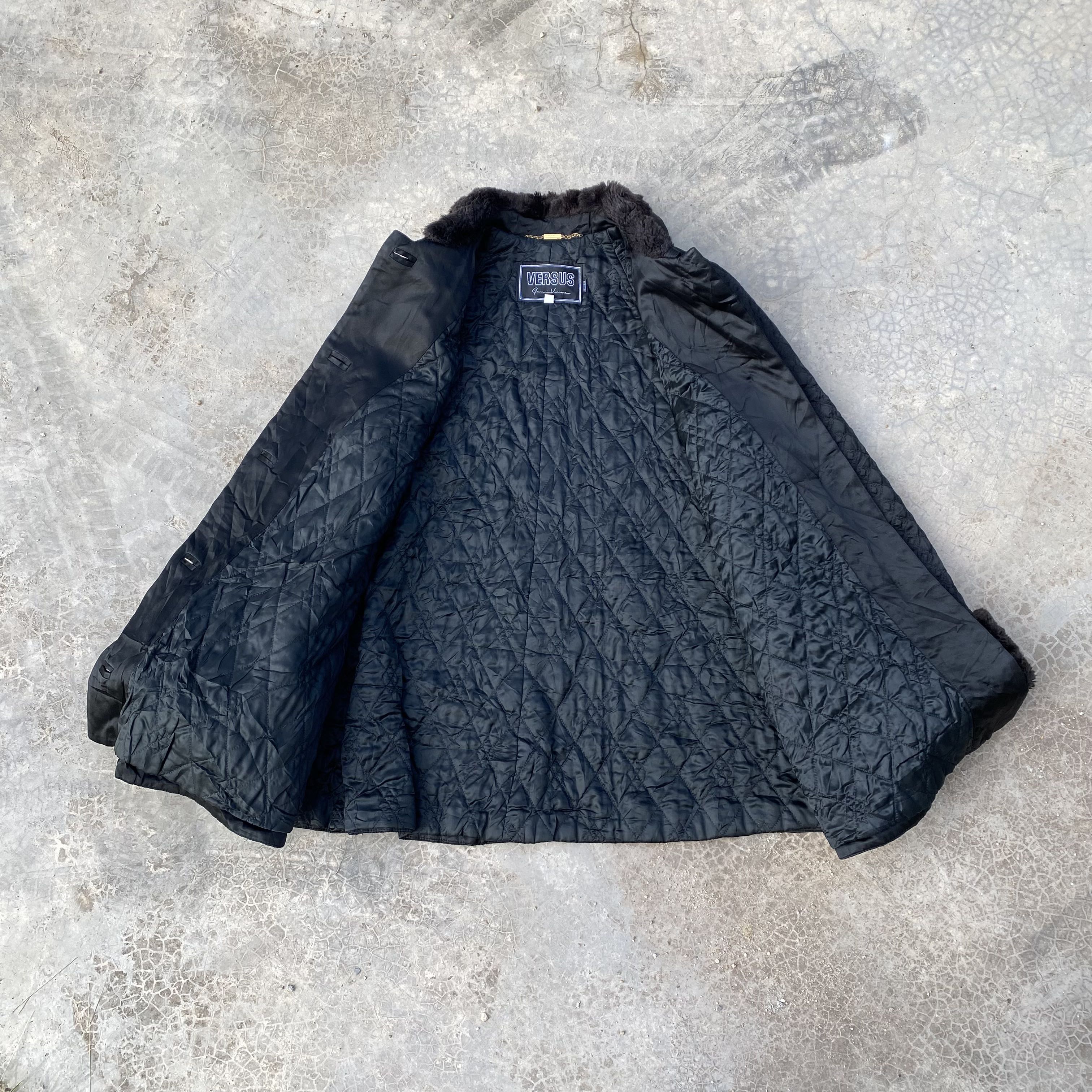 Versus GIANNI VERSACE Quilted Faux Fur Collar Coat Jacket - 4