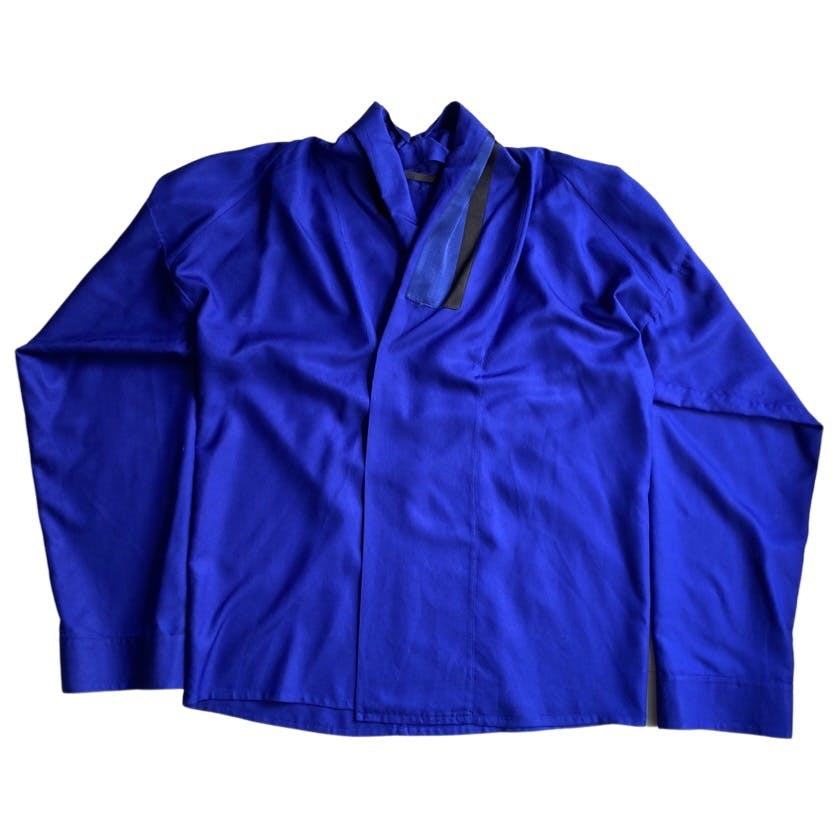 Haider Ackermann Haider Ackermann Oversize Blue Silk Kimono Shirt ...