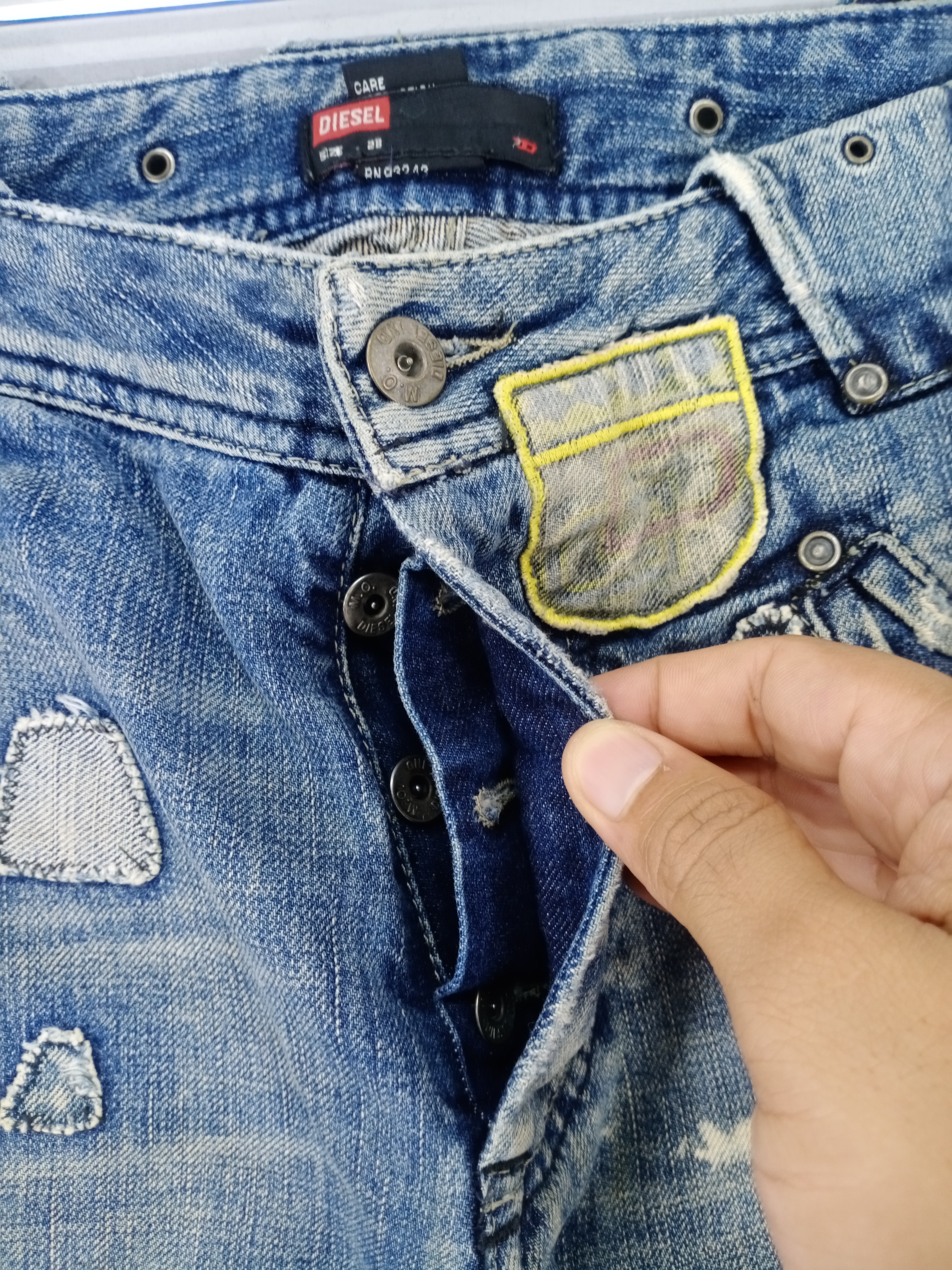 💥RARE💥Diesel Medium Wash Patches Distressed Jeans - 3