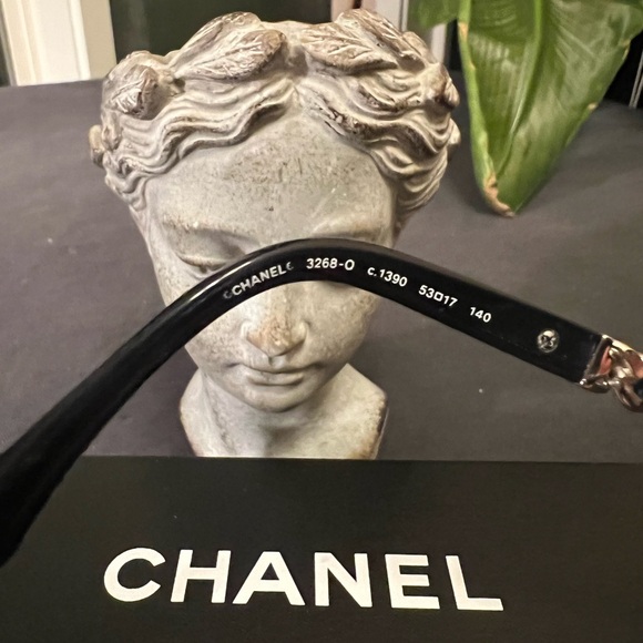 Chanel Rare Navy Blue Silver Chain 3268-Q Eyeglasses Logo 53-17-140 EUC Glasses - 9