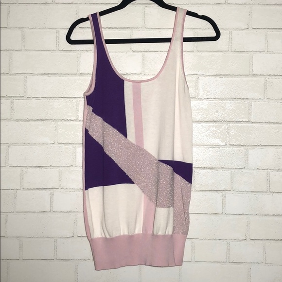 Forever 21 - Light Pink + Purple Geometric Knit Sleeveless Top - 1