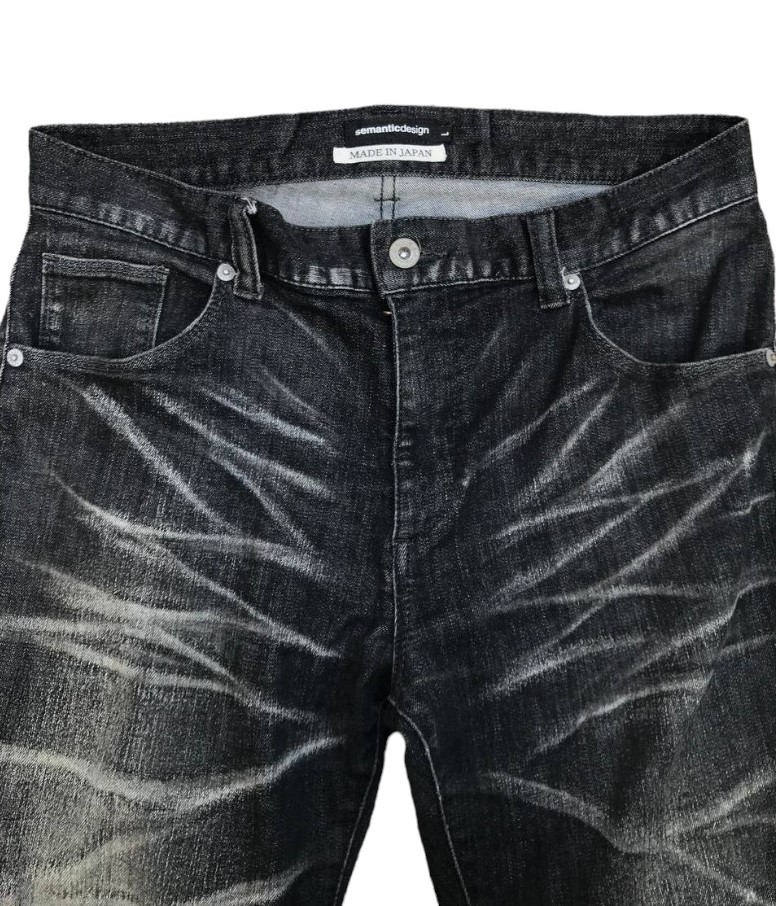 JAPAN Semantic Design Tornado mart Herringbone Faded black wash Distressed jean Slim Lowrise - 3