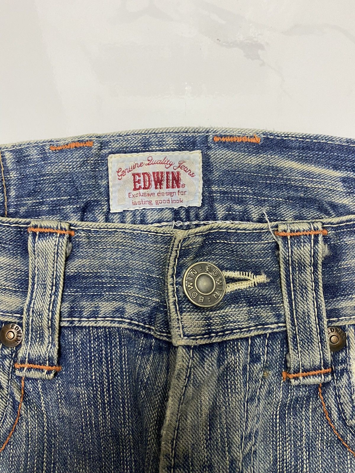 Archival Clothing - 🔥VINTAGE EDWIN BAGGY JEANS DISTRESSED DENIM RARE LGB STYLE - 8