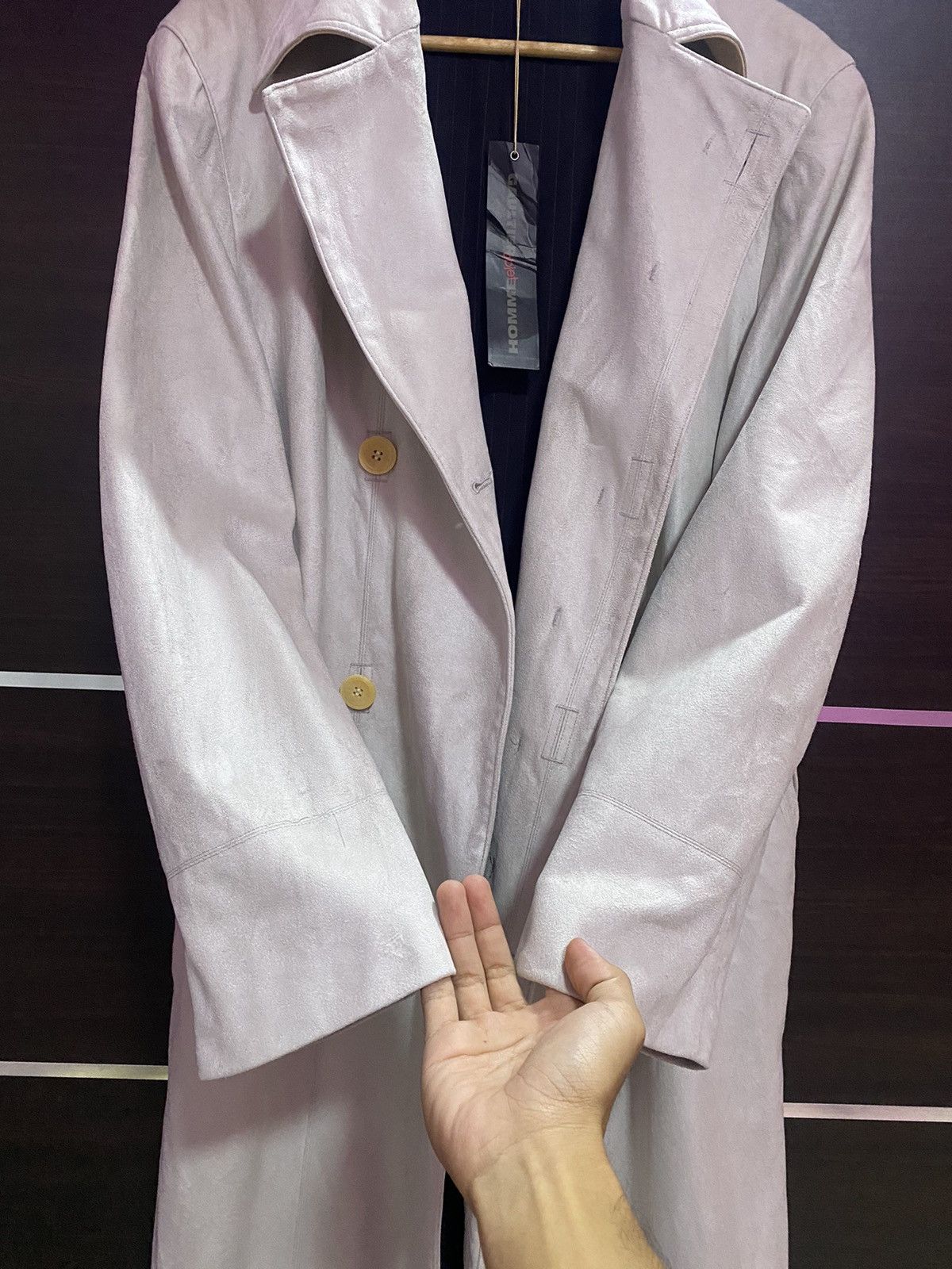 JPG Gaultier Objet Homme Trench Coat Long Jacket Velvet - 5