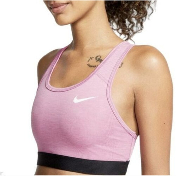 Nike Dri-FIT Sports Bra Swoosh Non-Padded Medium Support Racerback Pink XS - 1
