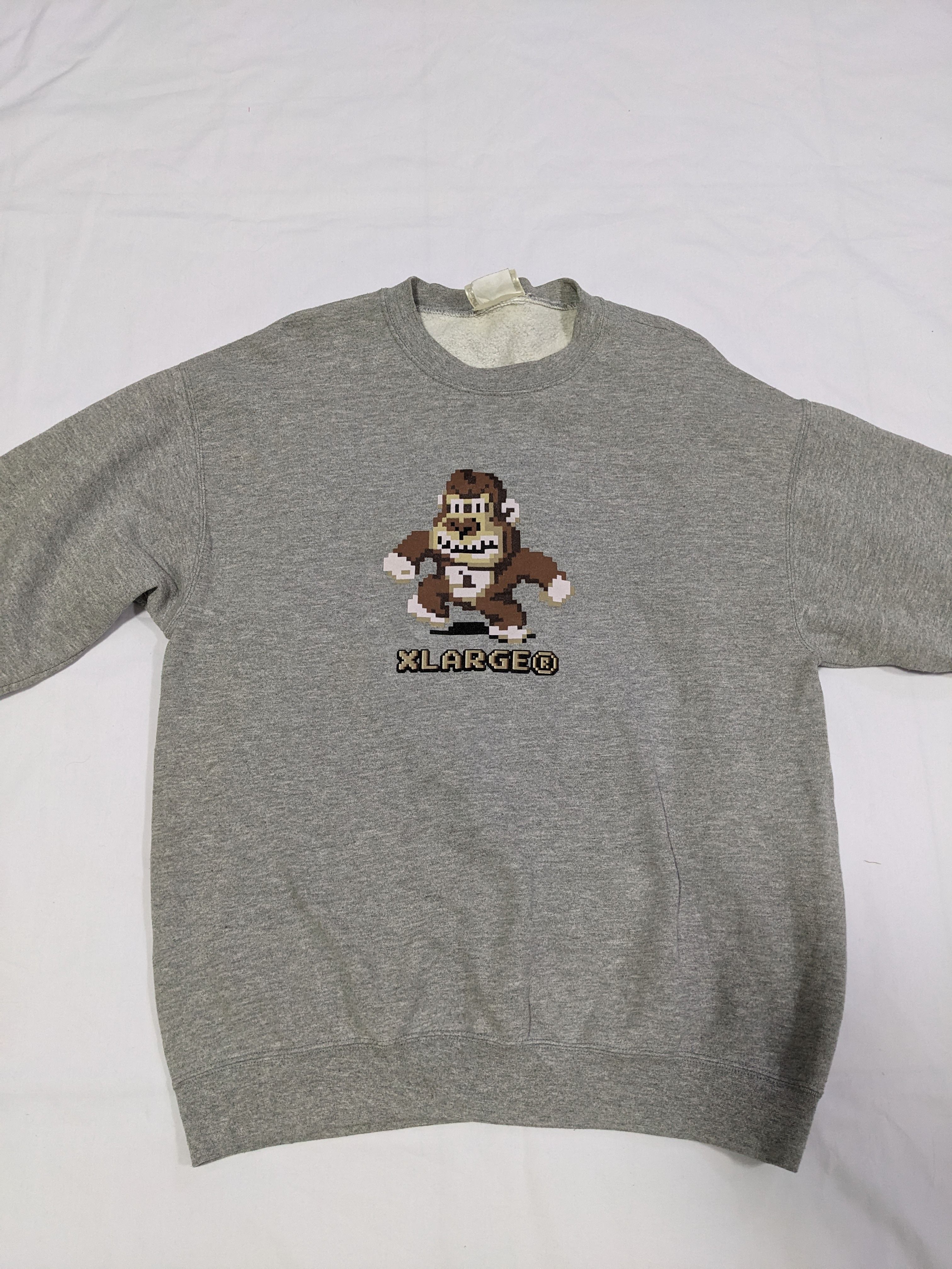 Vintage XLarge Pixelated Ape Gray Mens Sweatshirt Pixel - 1