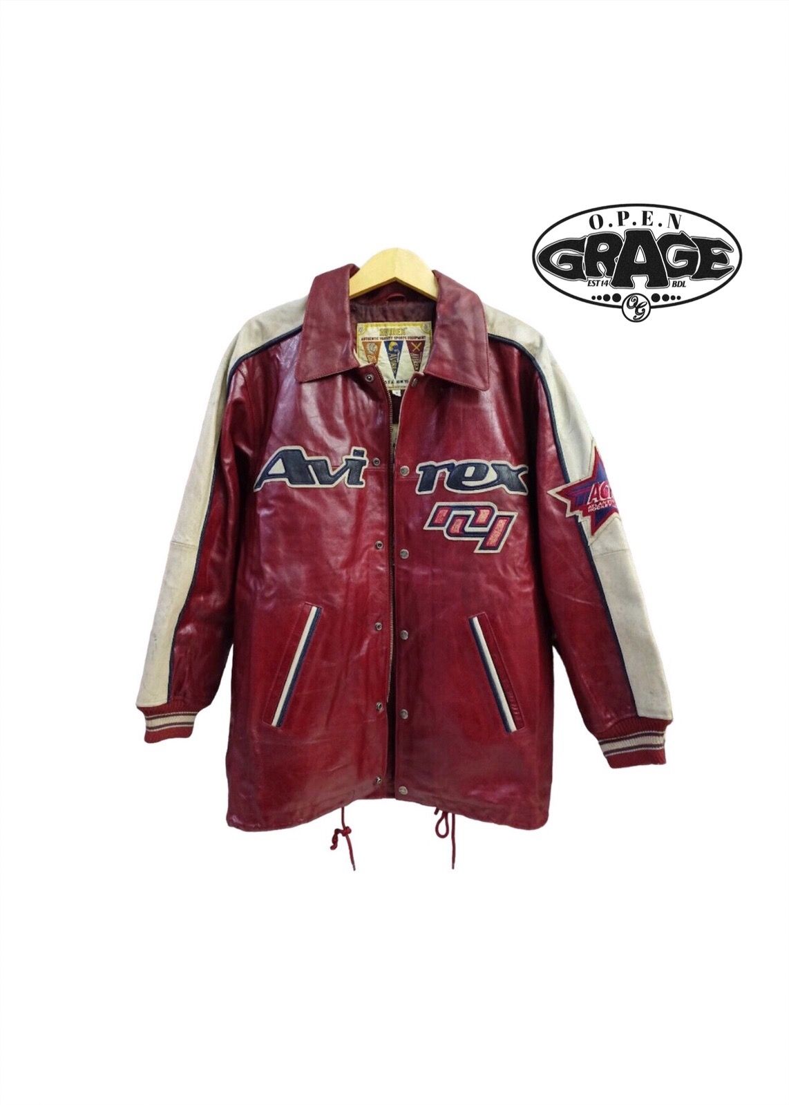 Archival Clothing - Vintage 90s Avirex Goalers Varsity Leather Jacket - 8