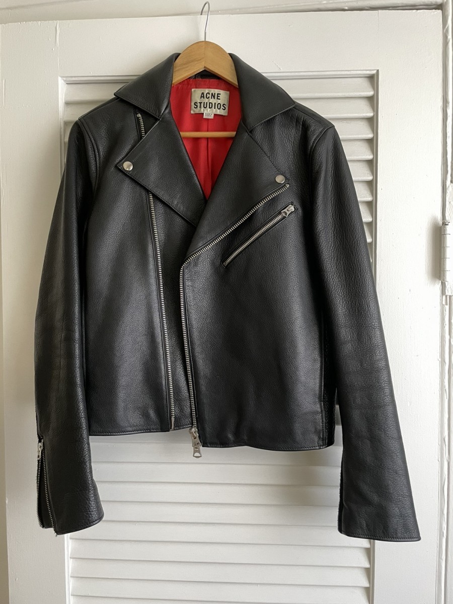 Acne Gibson Leather and Suede Biker Jacket Black Size 46 - 1