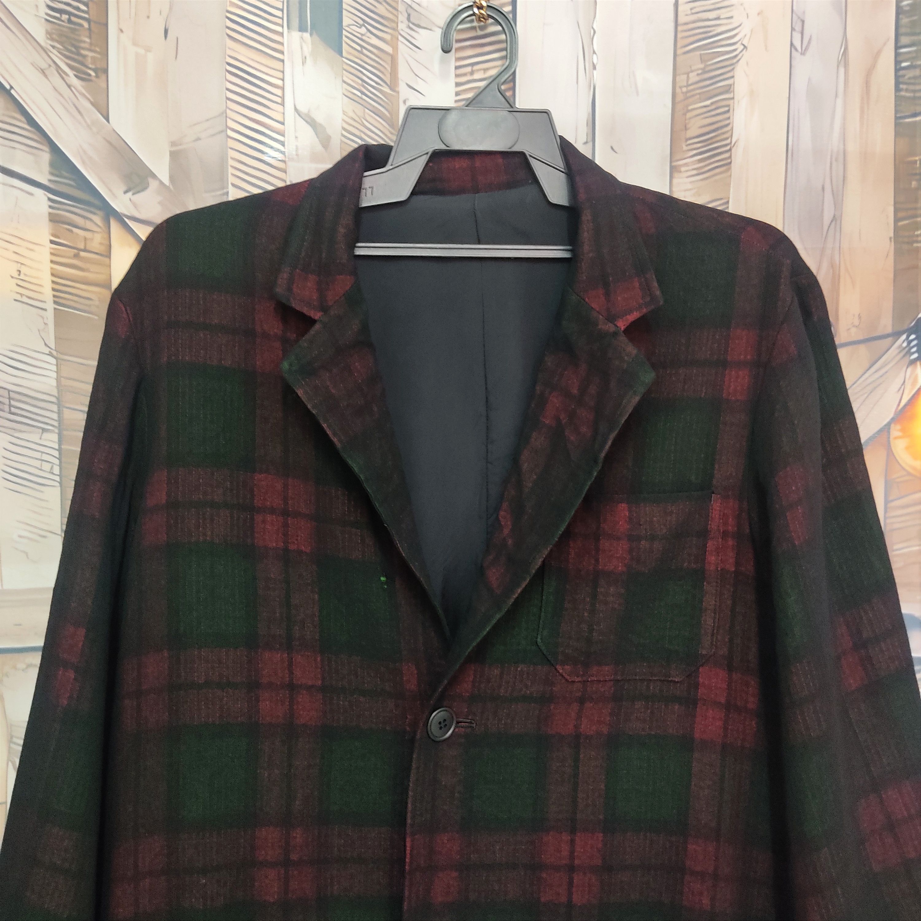 YOHJI YAMAMOTO Madras Check Oversized Blazer Jacket - 4