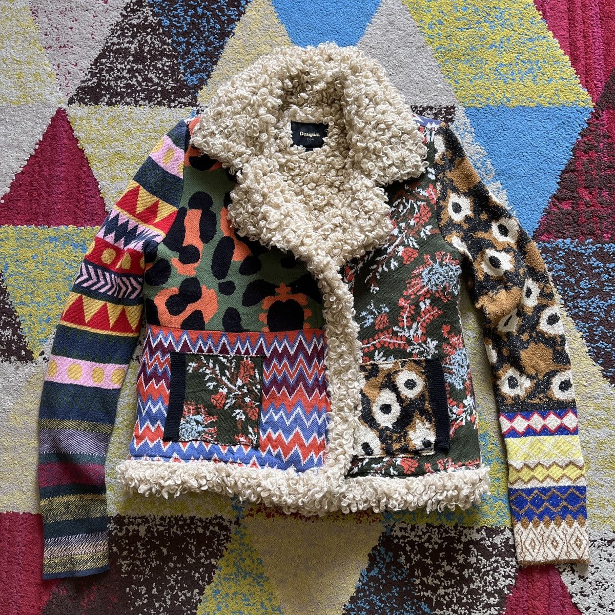 Designer - Italian Desigual Wool Knitwear Sweater Icon Patches - 14
