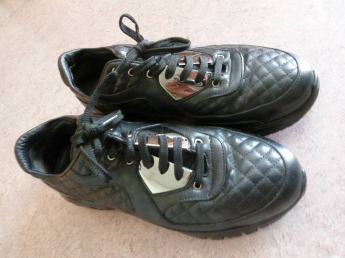 550€ Black Leather Quilted Silver Detail sneaker - 5