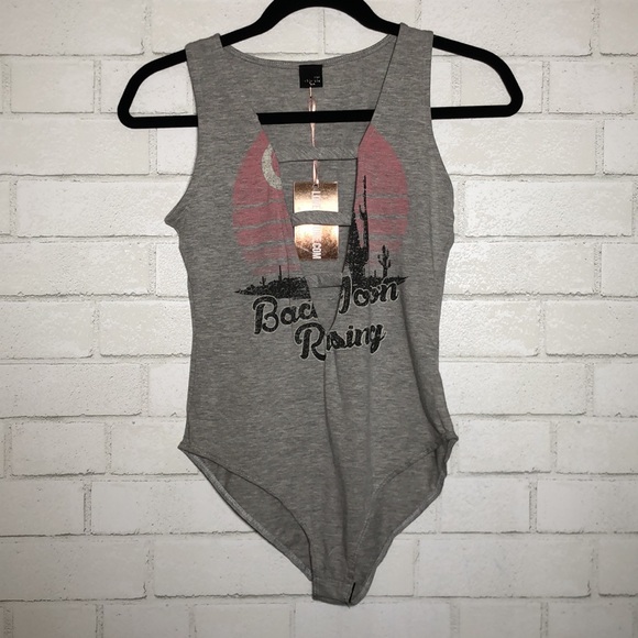 Love Culture - Plunge Ladder Front Graphic Festival Bodysuit - 7