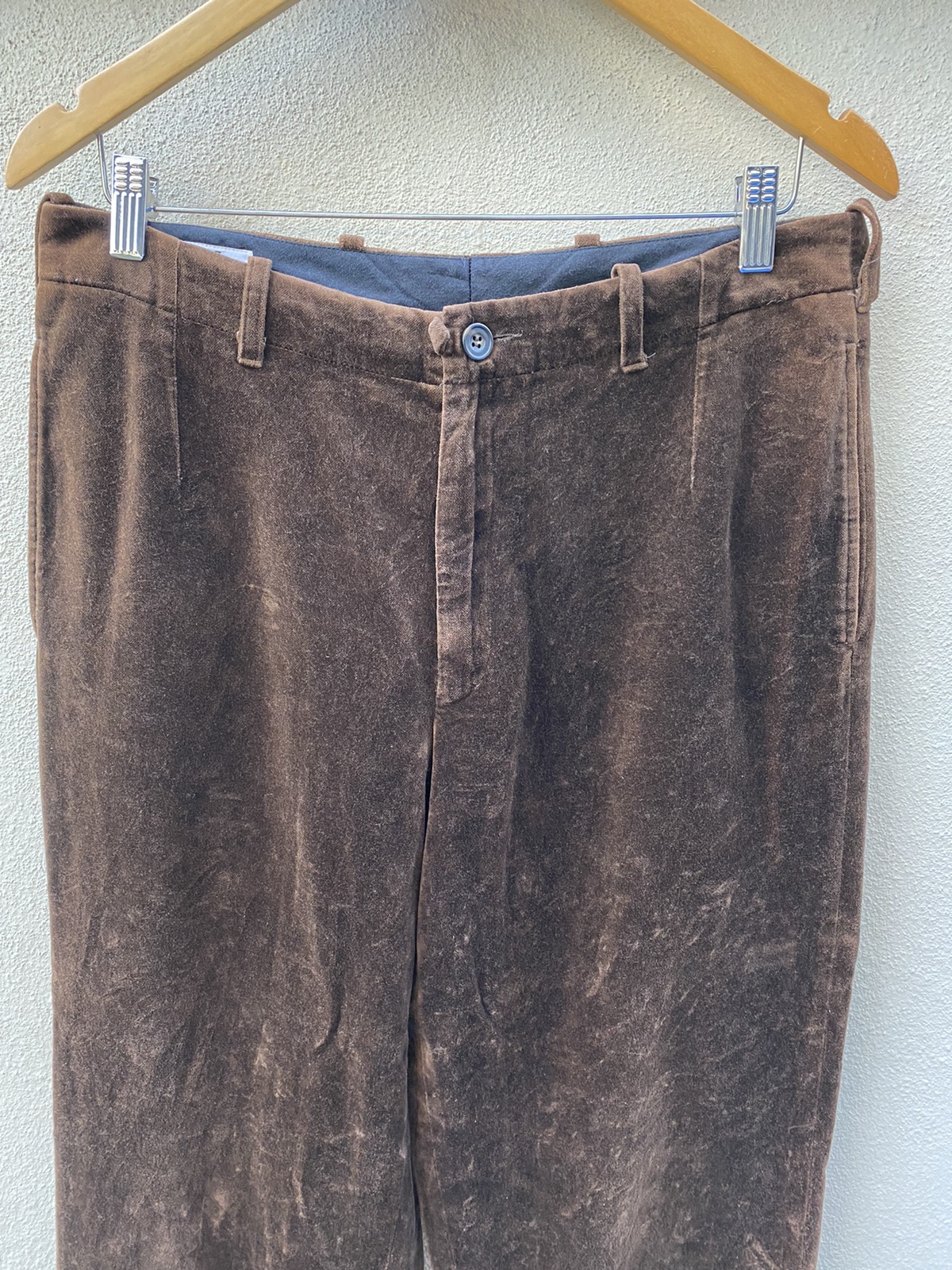 Vintage Dries Van Noten Brown Velvet Trousers - 2