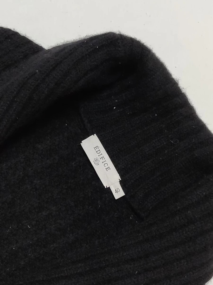 Black - Button Up Knitwear Jacket Coat Parka Tops - 3