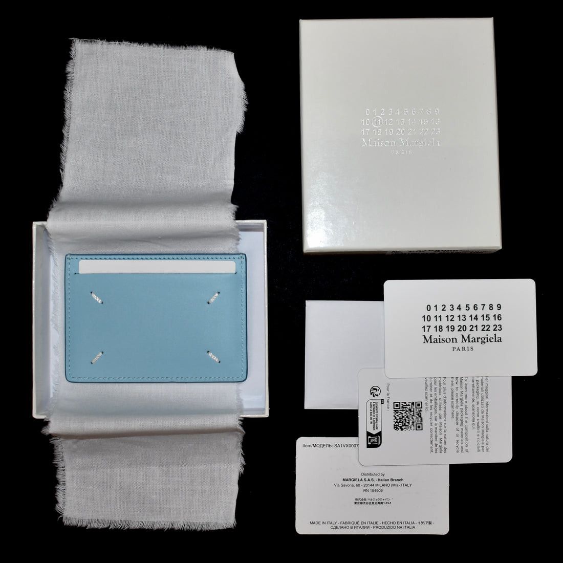 Maison Margiela Sky Blue Leather Card Holder Small - 1