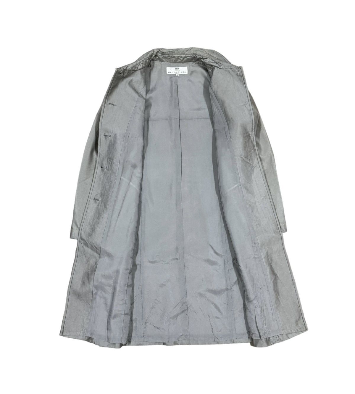 Vtg🔥Balenciaga La Mode Buttoned Long Jacket Metallic Grey - 3