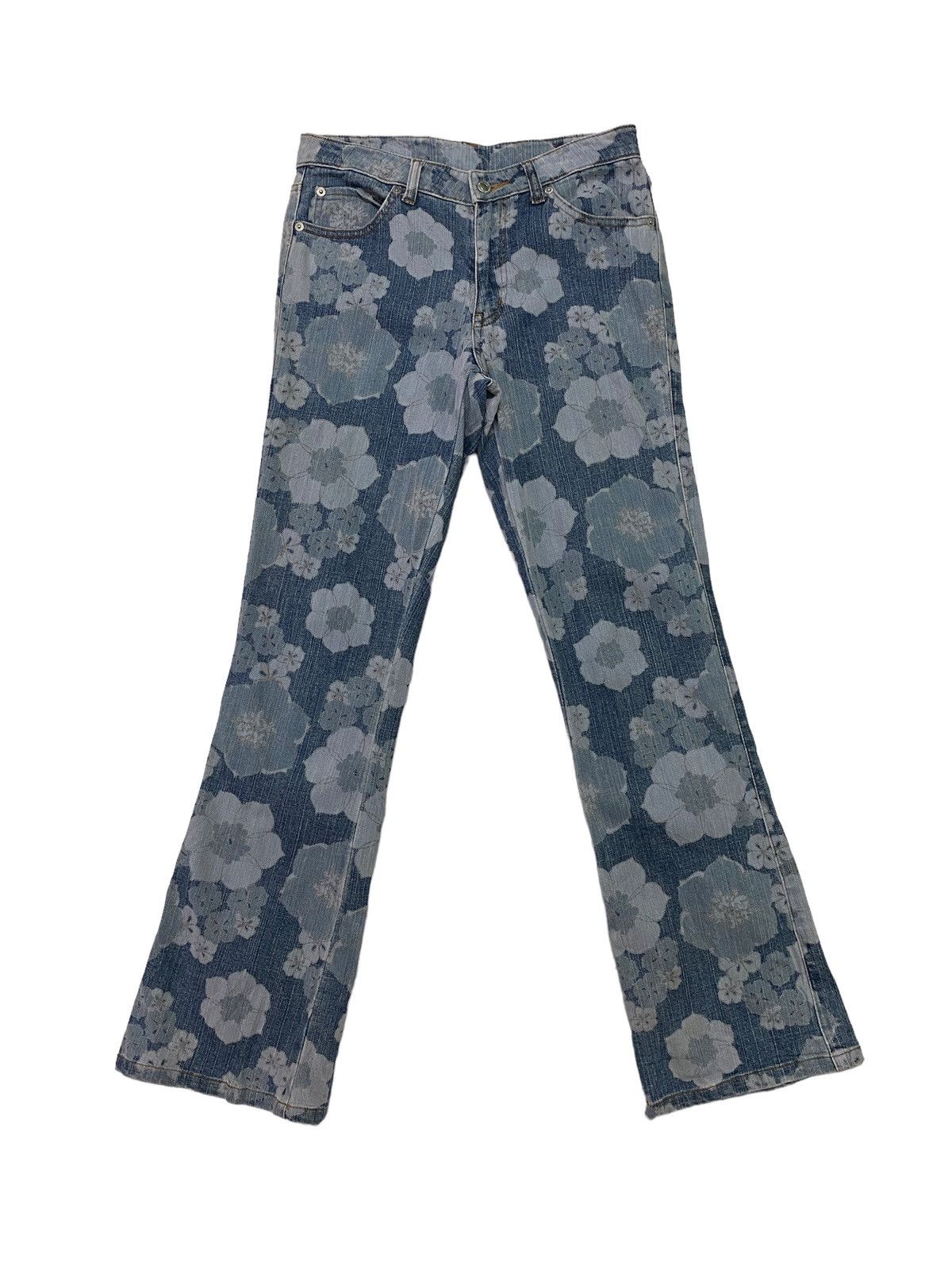 Vintage - Flared LIB-ACE Flower Acidwash Overprint Denim S46K - 3