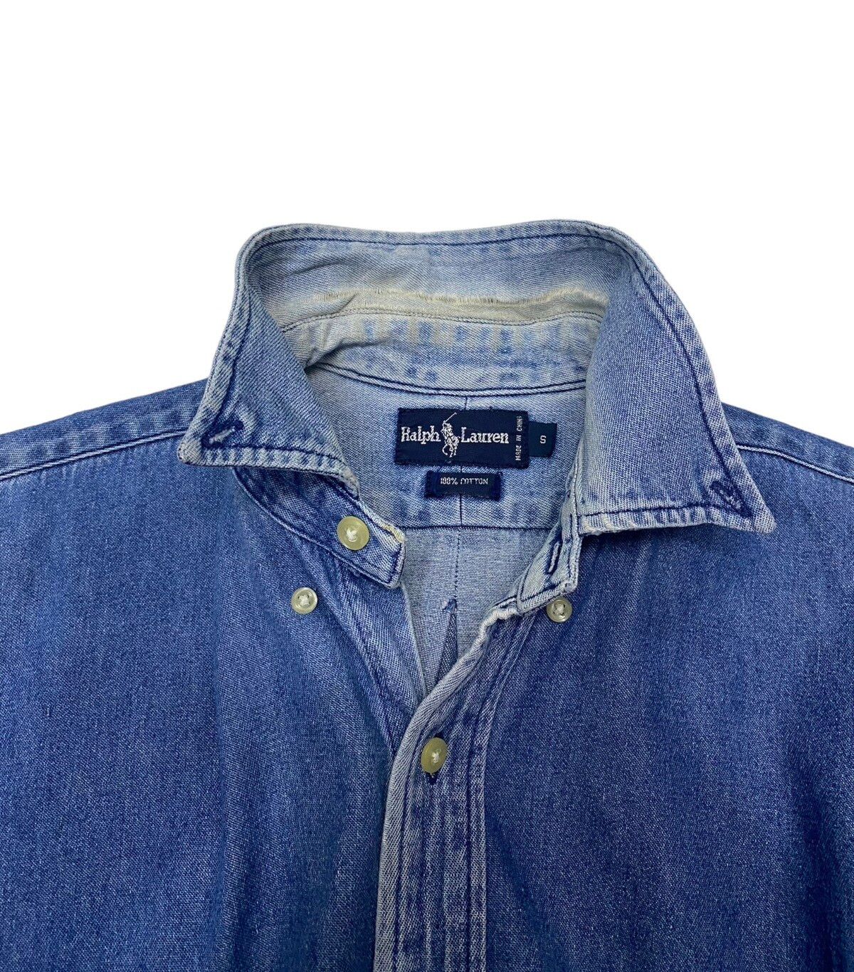 🔥VINTAGE RALPH LAUREN BLUE DENIM BUTTON UP SHIRT - 6