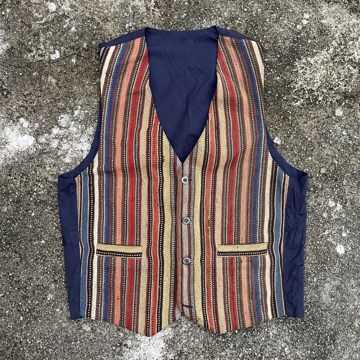 Japanese Brand - Vintage Unbranded Stripe Art Vest - 1