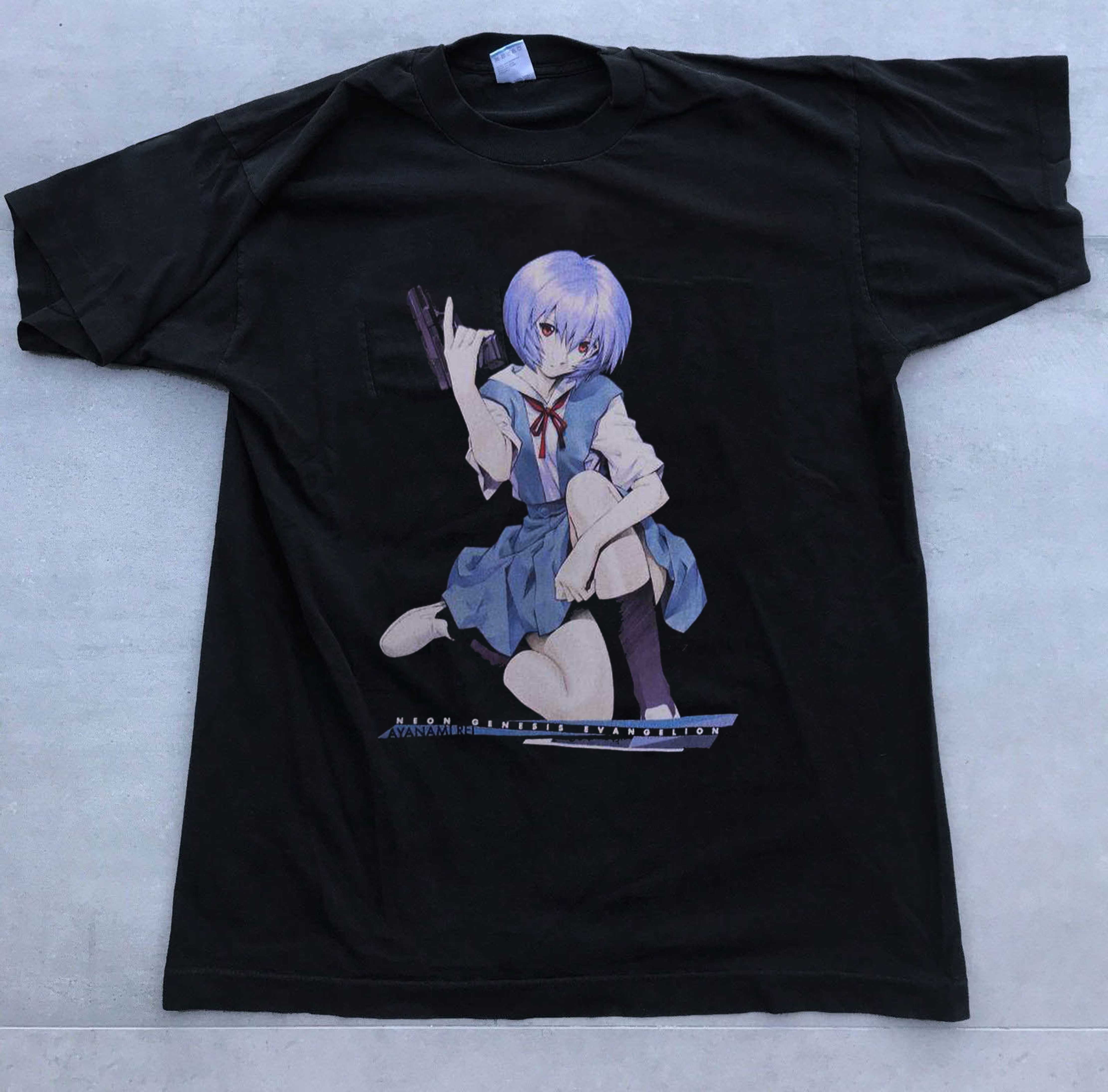 Rei Ayanami Neon Genesis Evangelion Anime Black Tee Shirt Vtg Style - 1