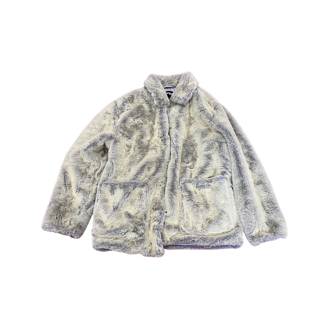 Faux fur 2 tone shop coat jacket - 1