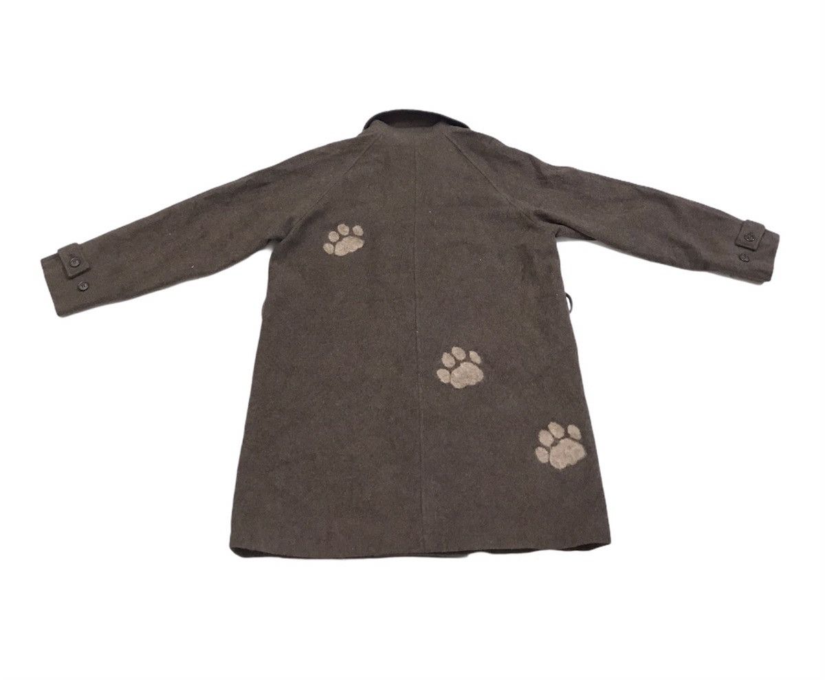 Designer - Kunio Sato Double Breast Dog Paw Embroidery Wool Coat - 2