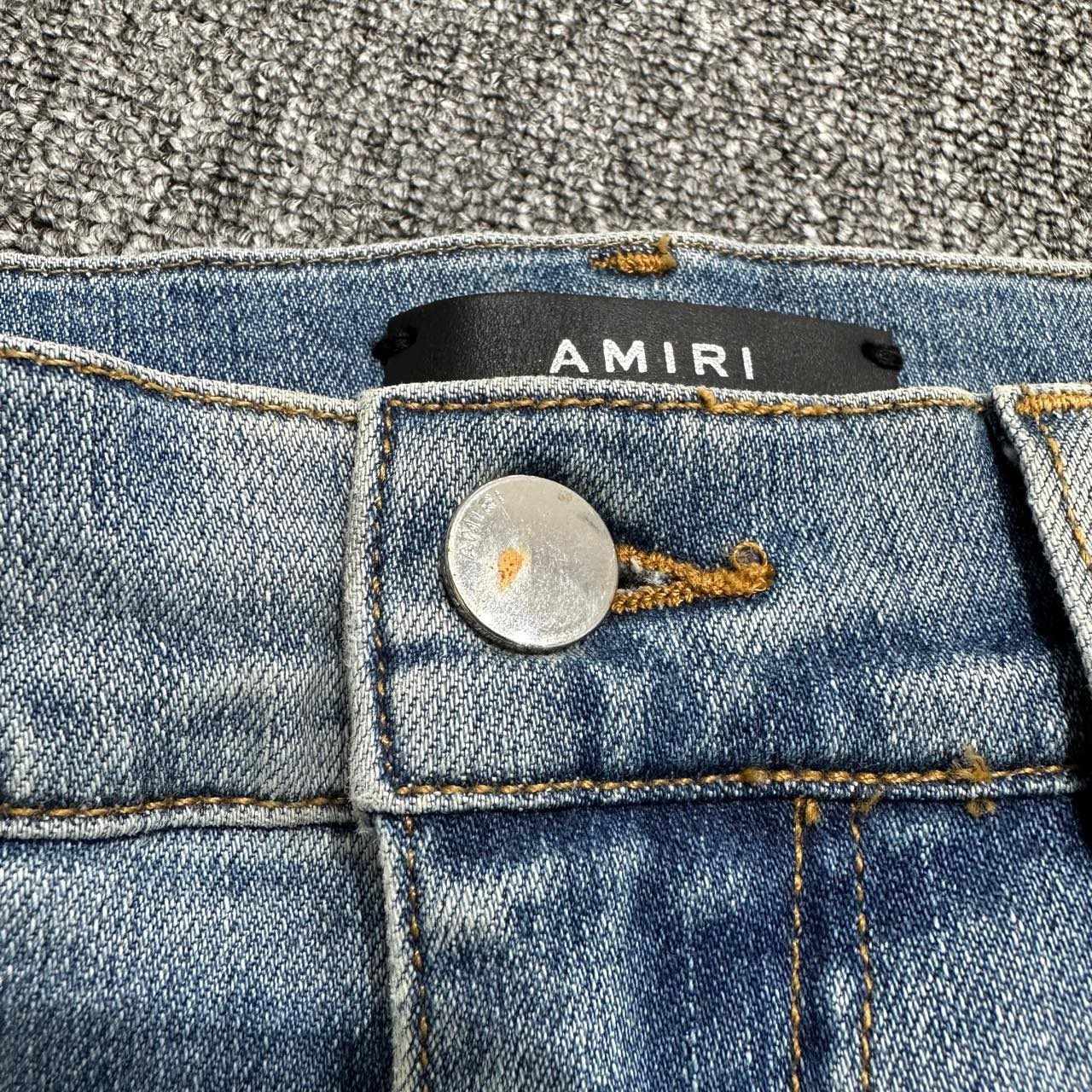 Amiri Single Knee Distressed Splatter Denim Jeans - 6