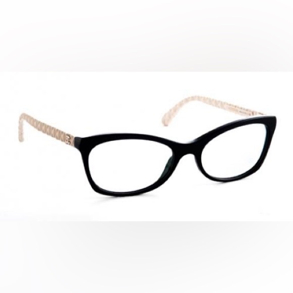 Chanel 3287-Q 817 Eyeglasses Glasses Black Beige Quilted Logo 54-17-140 EUC - 3