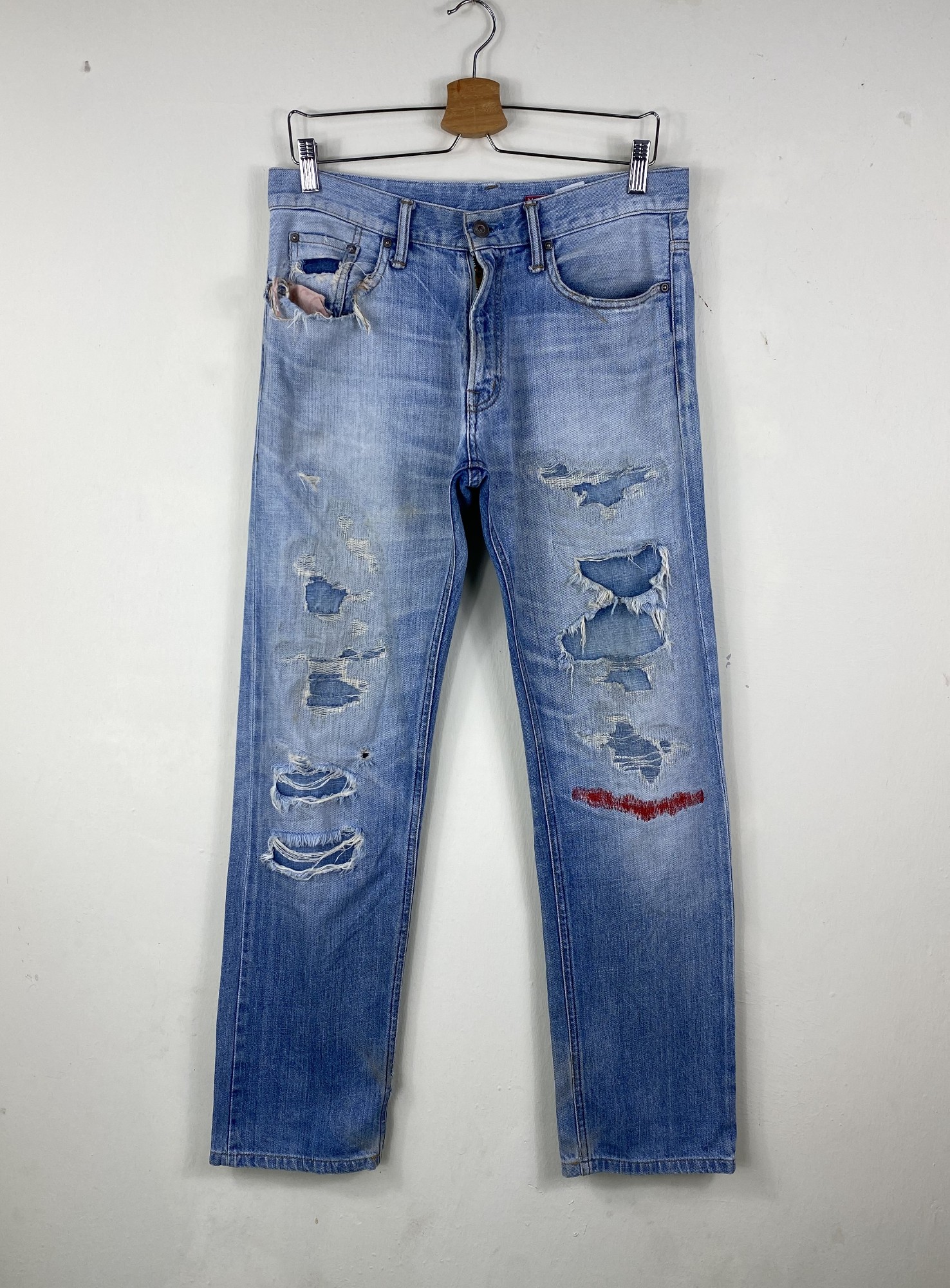 Insane crazy perfect distressed jean made from japan semantic denim  trashed made in japan straight  - 1