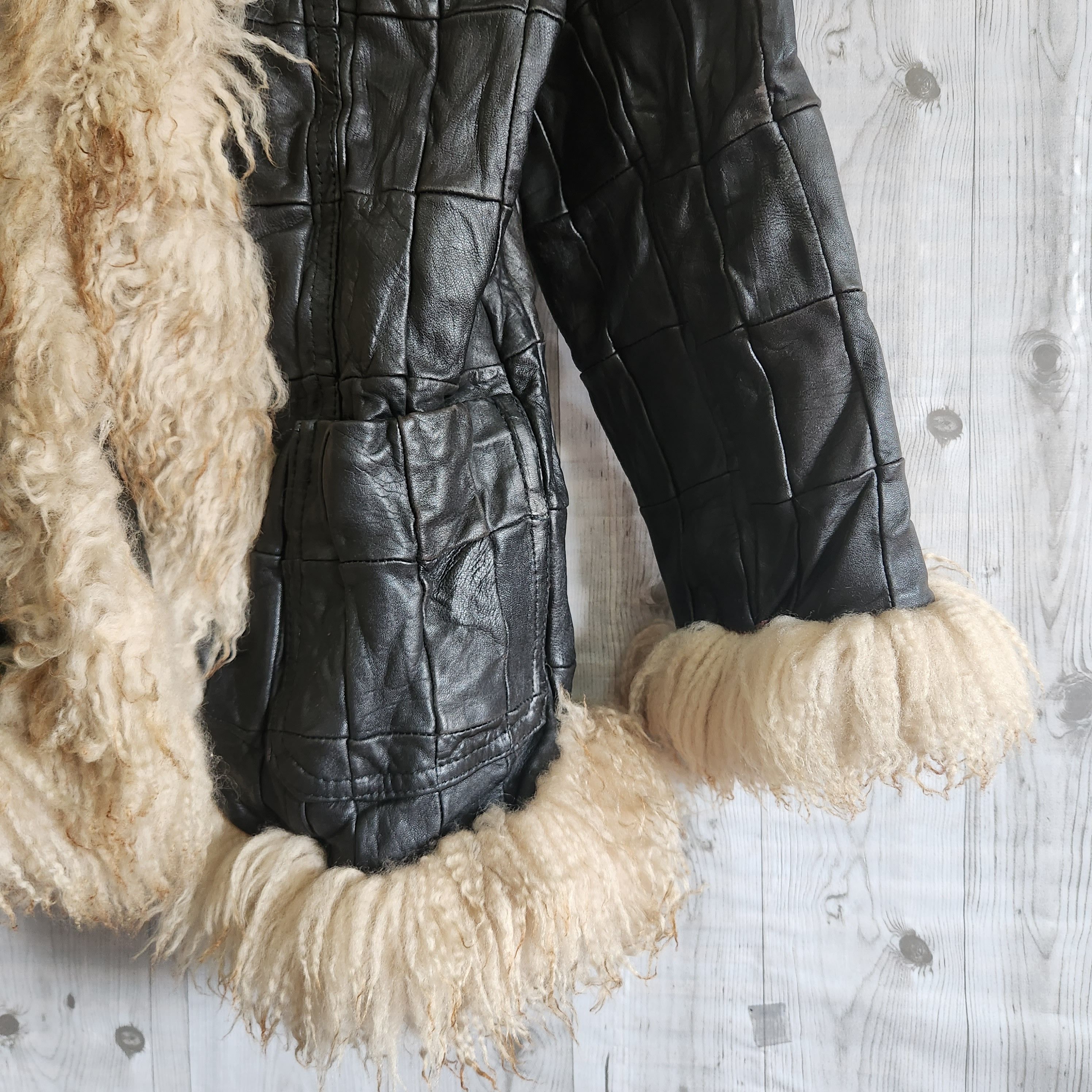 Vintage Patches Genuine Leather Fur Jacket - 13