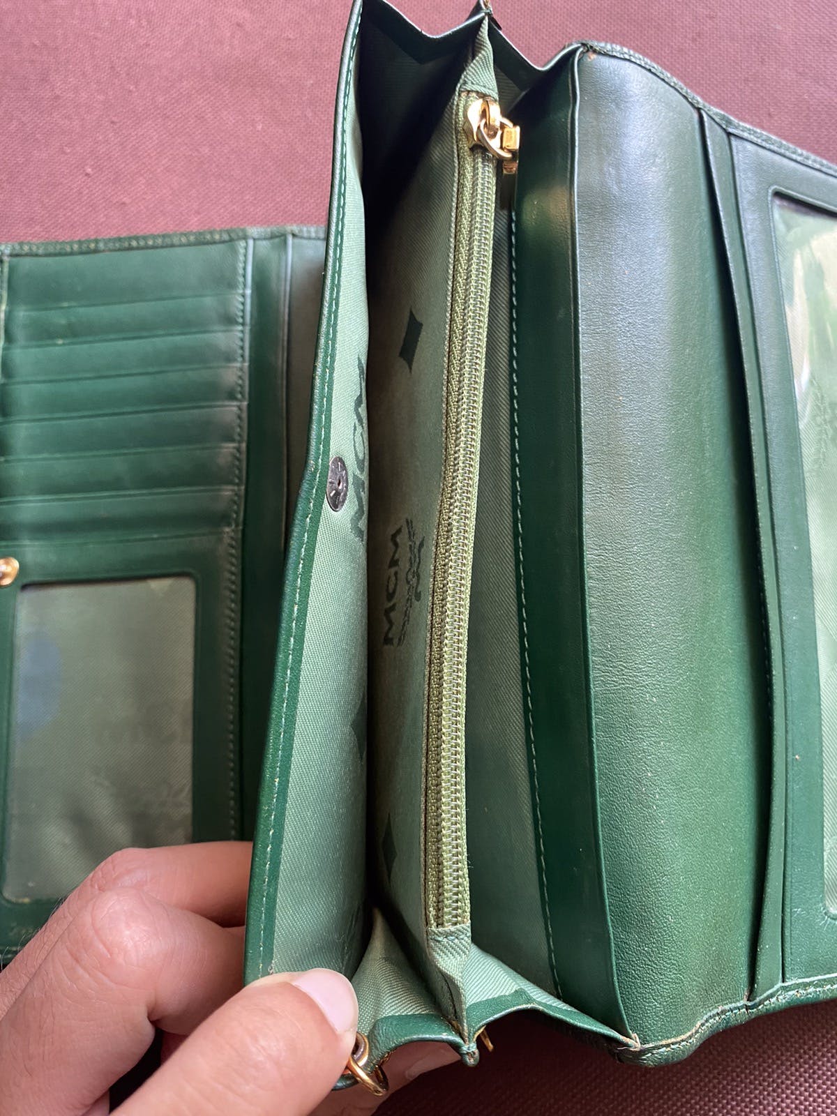 Authentic MCM Green Leather Long Wallet - 15