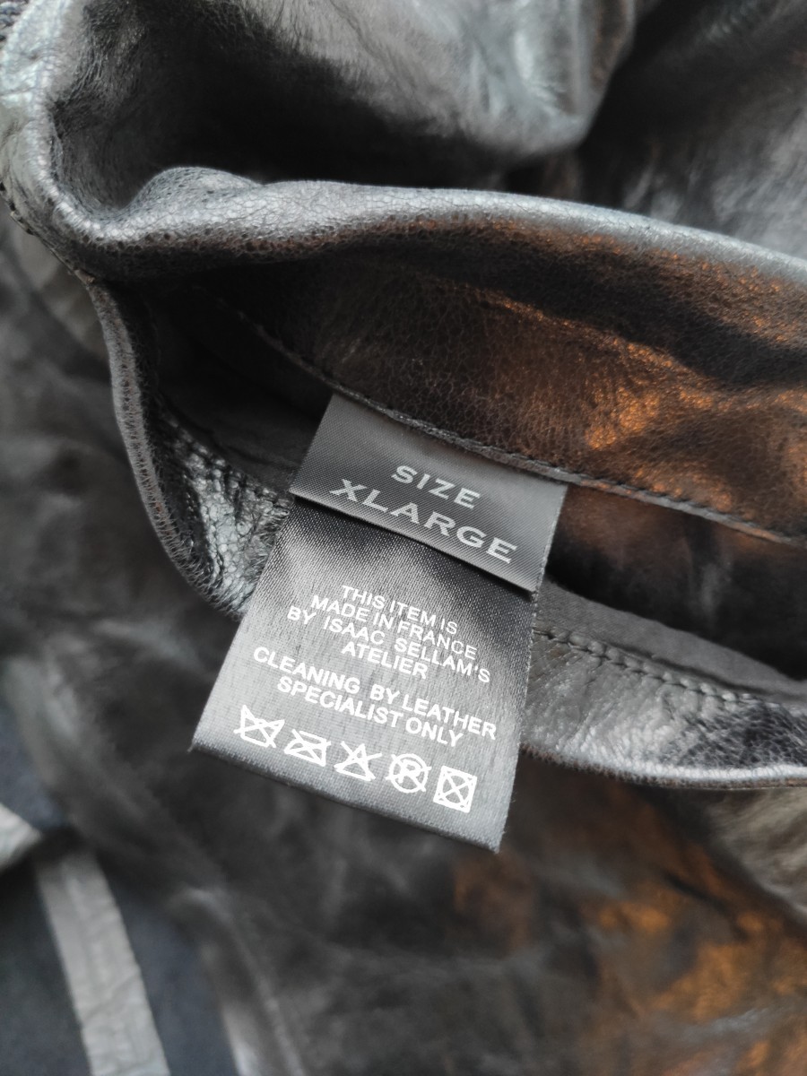 Black high-neck unlined asymmetric leather jacket - 13
