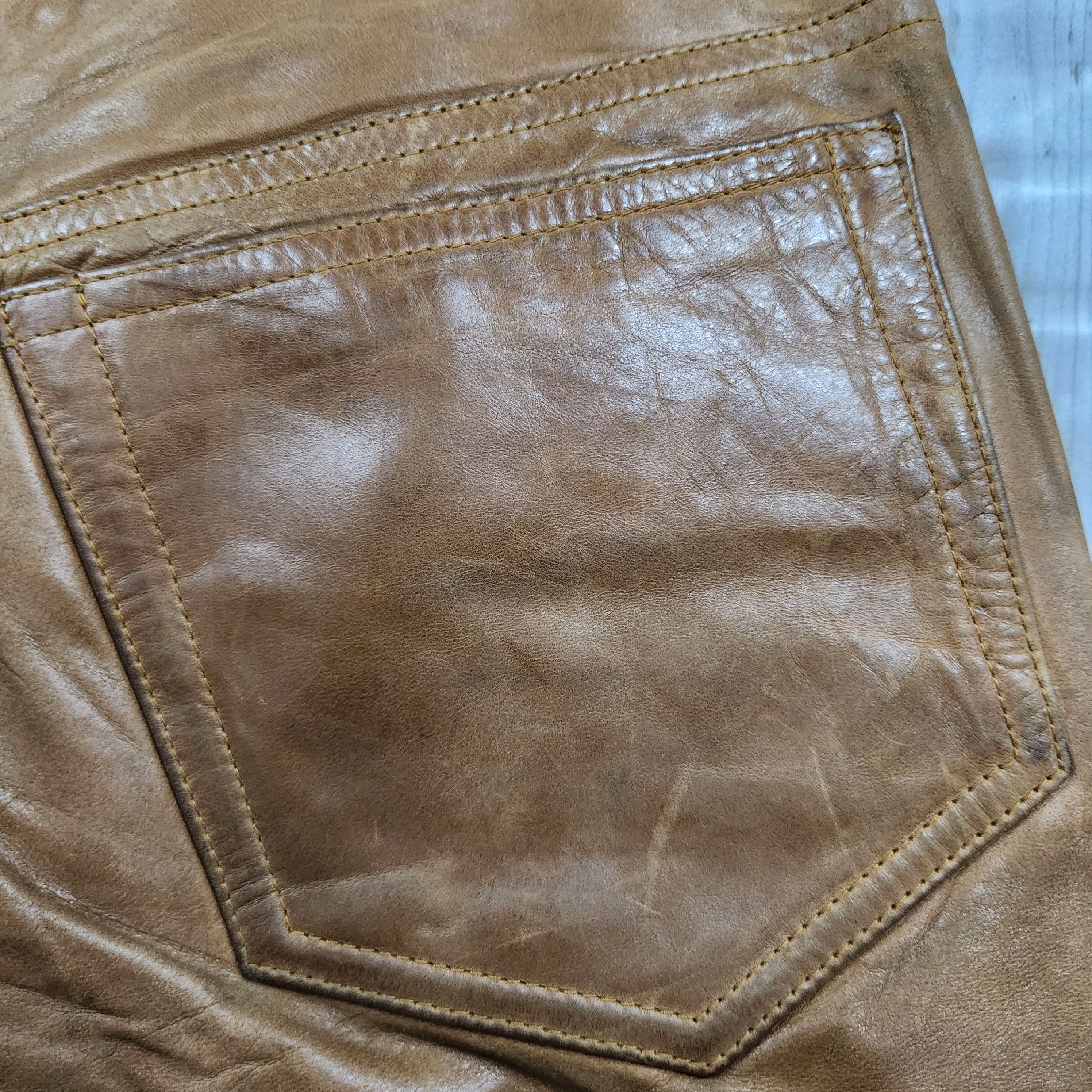 Genuine Leather - Vintage 5351 Pour Les Hommes Genuine Cow Leather Pants Japan - 10