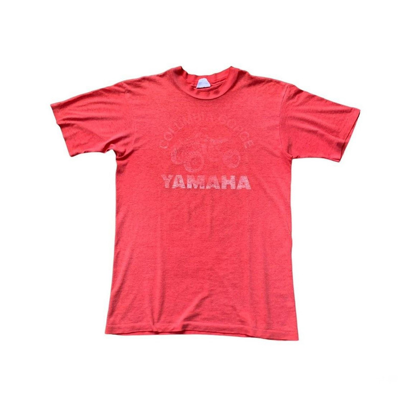 Vintage 80s Paper Thin T-Shirt Yamaha Columbia Gorge Red - 1