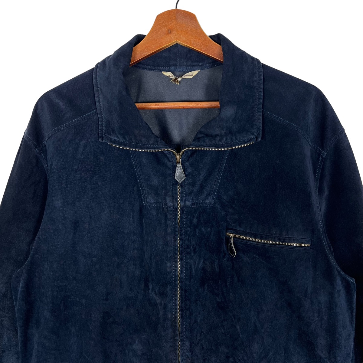 Vintage Hermes Blue Velvet Leather Jacket - 5
