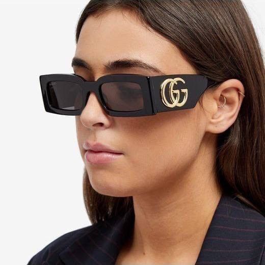 NEW GUCCI GG1425S 001 SQUARE UNISEX BLACK SUNGLASSES - 2