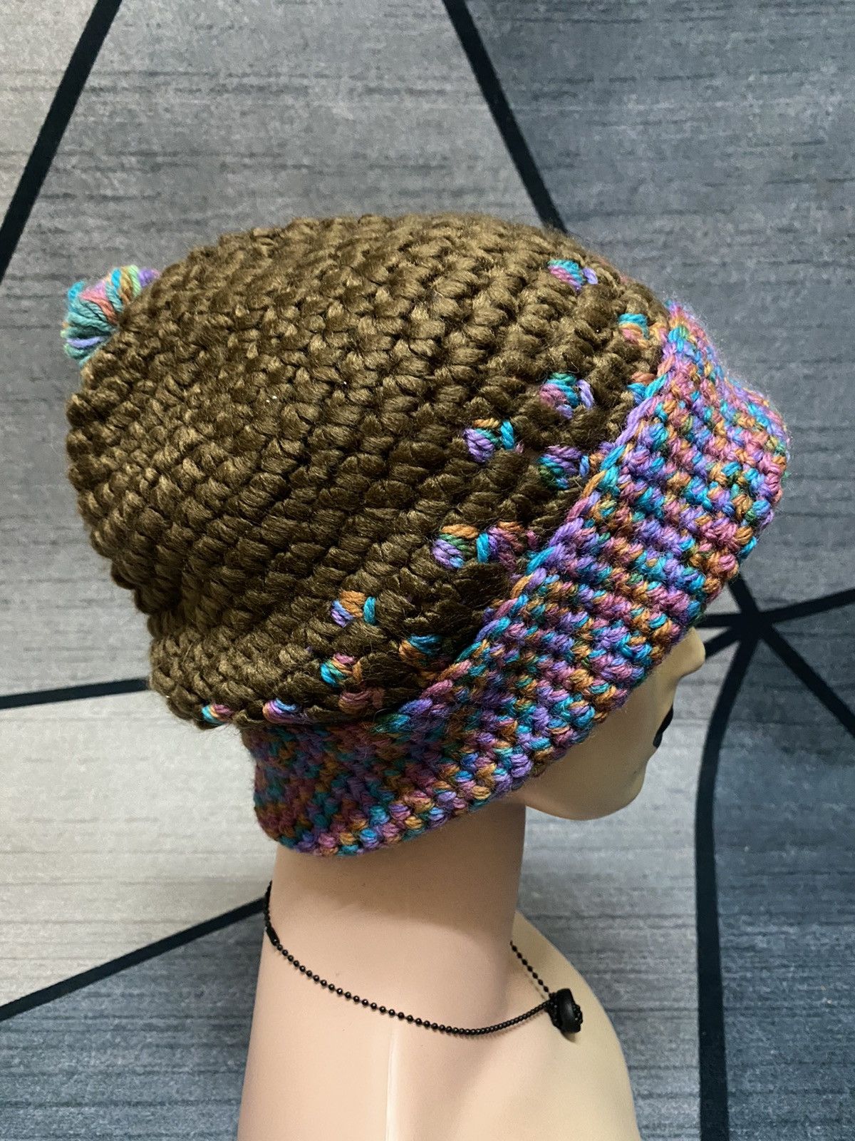 Streetwear - Unknown Knitted Multicolour Design Beanie Hat - 1