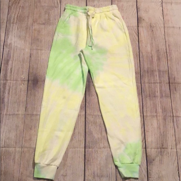 Forever 21 - Neon Yellow + Green Tie Dye Jogger Sweatpants - 6