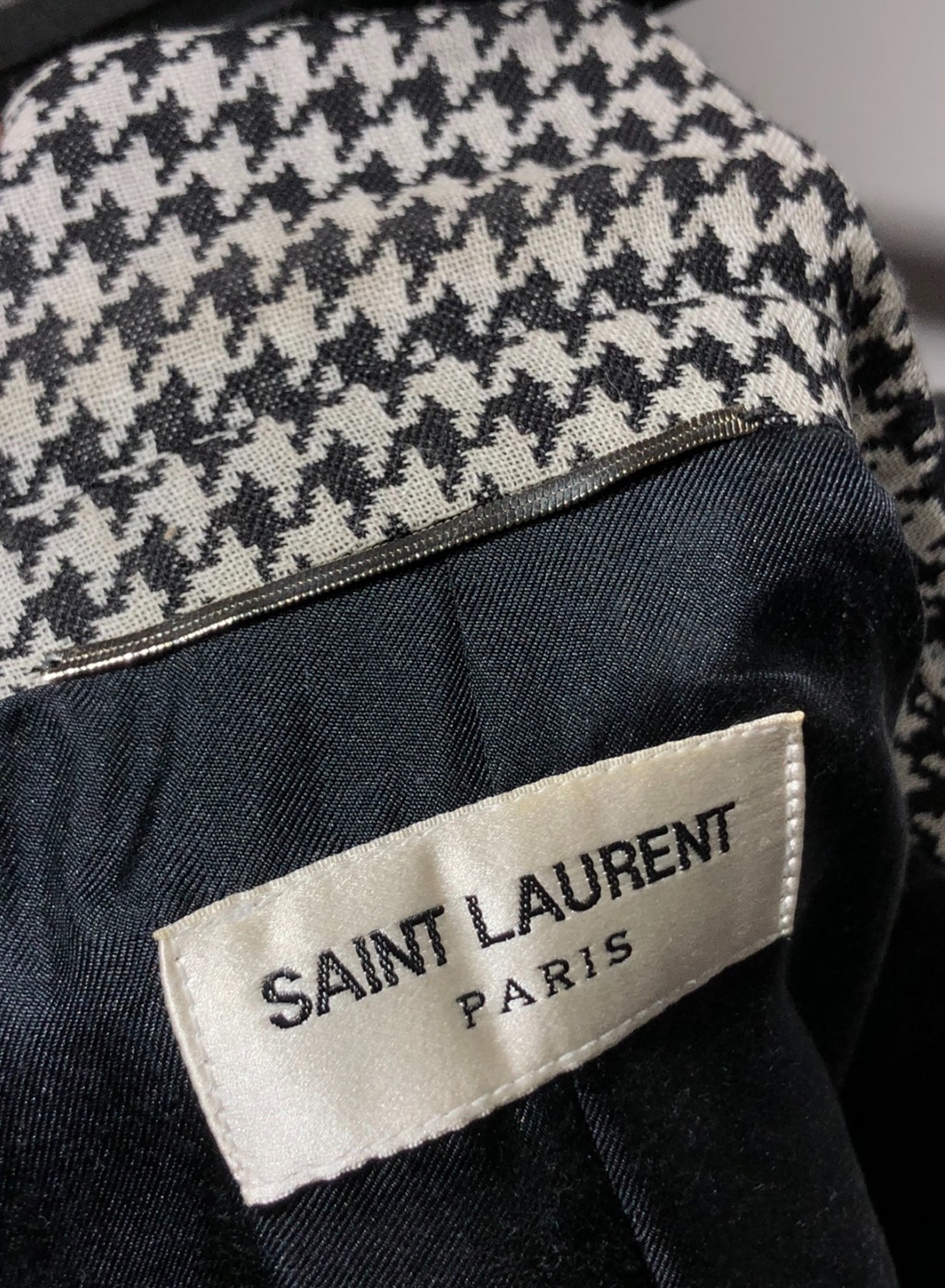 Saint Laurent Spring 2014 Menswear Houndstooth Lambskin Collar Blazer - 7