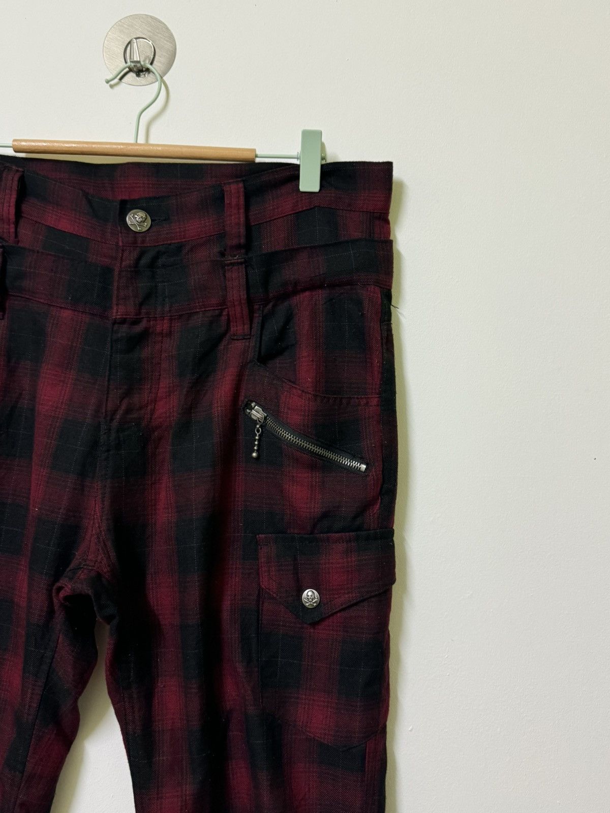 VINTAGE PLAID TARTAN DOUBLE FOCUS STACKED PANT - 8