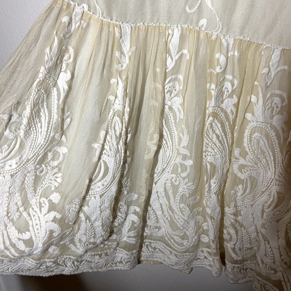 ZIMMERMANN 100% Silk Blouse Floral Lace Sleeveless Tank Ivory White 0 - 2