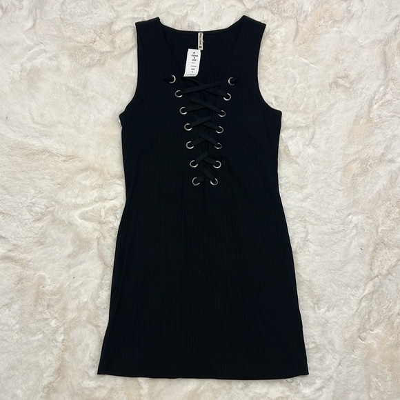 LF Stores Emma & Sam Ribbed Lace Up Grommet Dress - 1