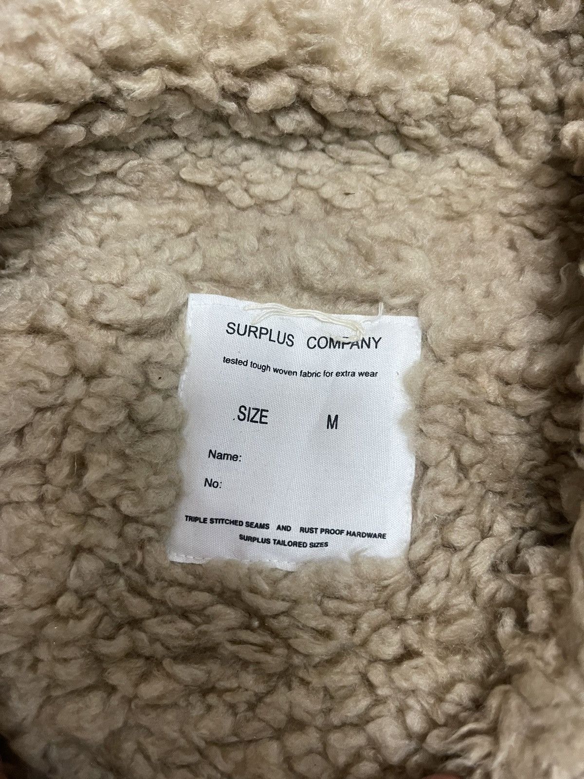 SURPLUS COMPANY SHERPA JACKET - 10