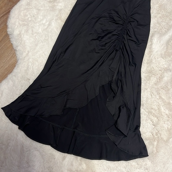 Vintage Marciano Strapless Black Body Dress with Ruffle Slit & Butt Ruching - 3