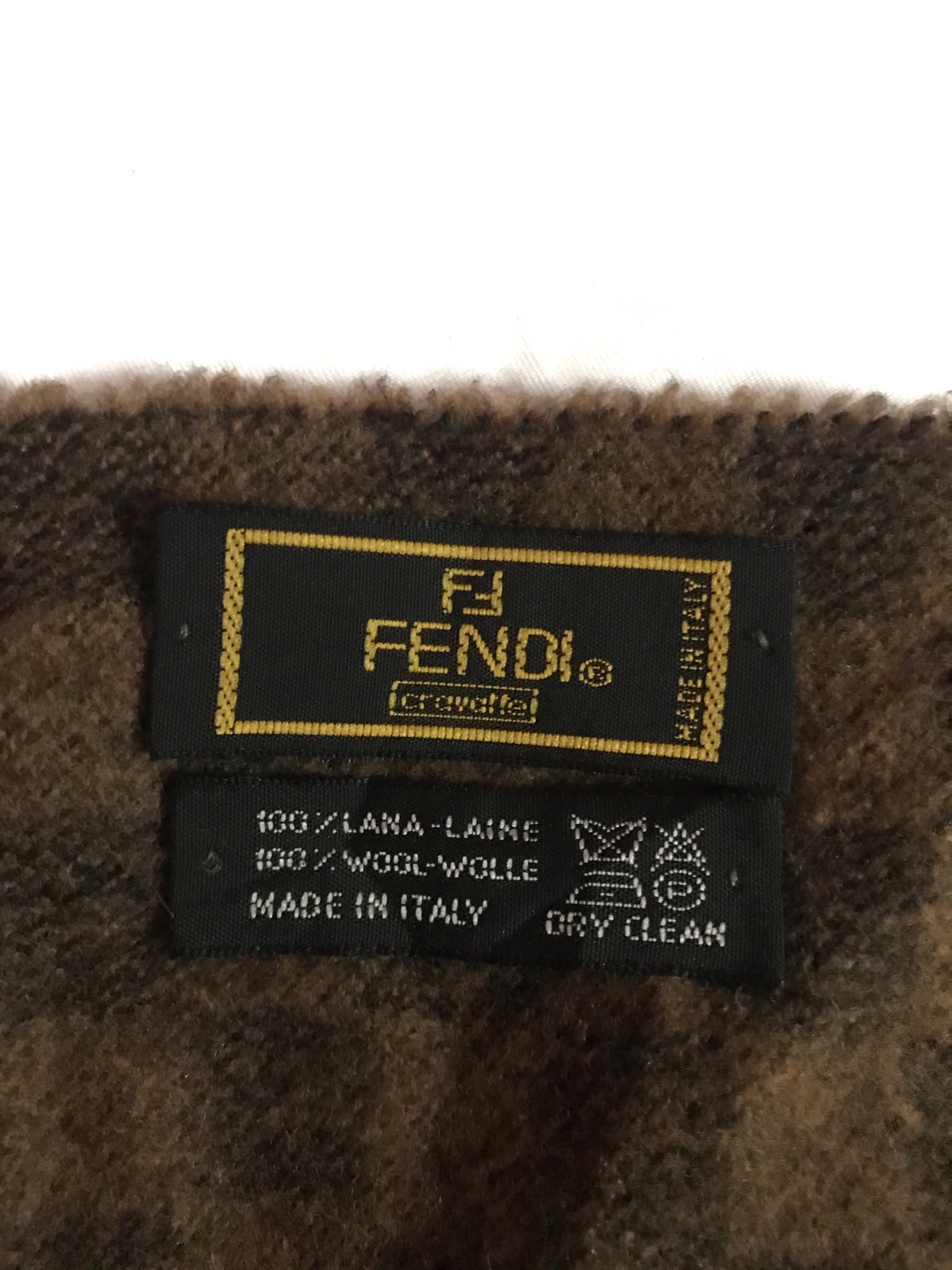 Vintage FENDI Scarf/ Muffler Zucca Monogram Wool - 2