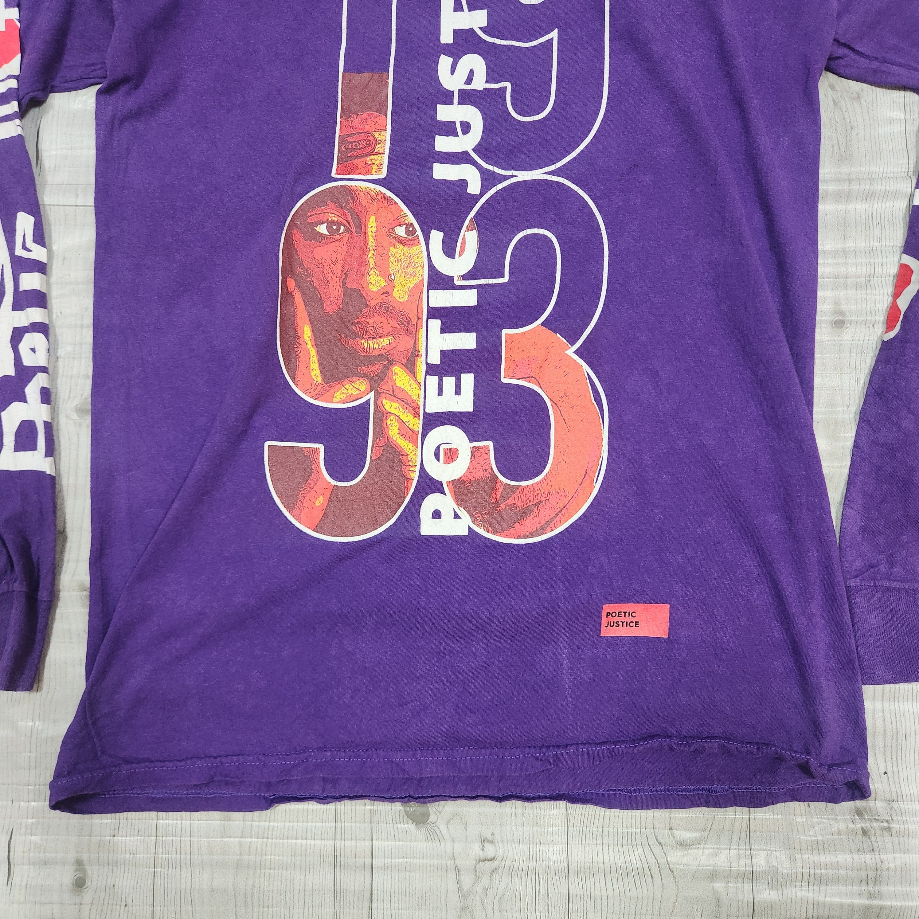 Rare - Tupac Shakur Poetic Justice 1993 Purple Long Sleeves - 9