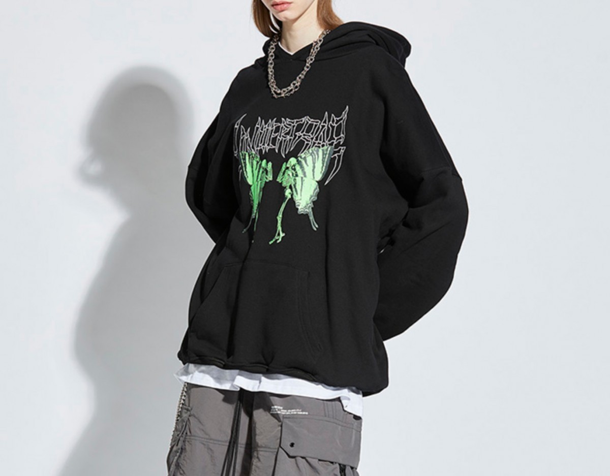 Japanese Brand - Carti style goth butterfly skeleton hoodie - 1