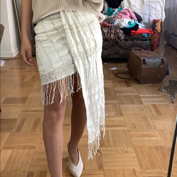 Zara Textured Asymmetrical Fringe Skirt - 6